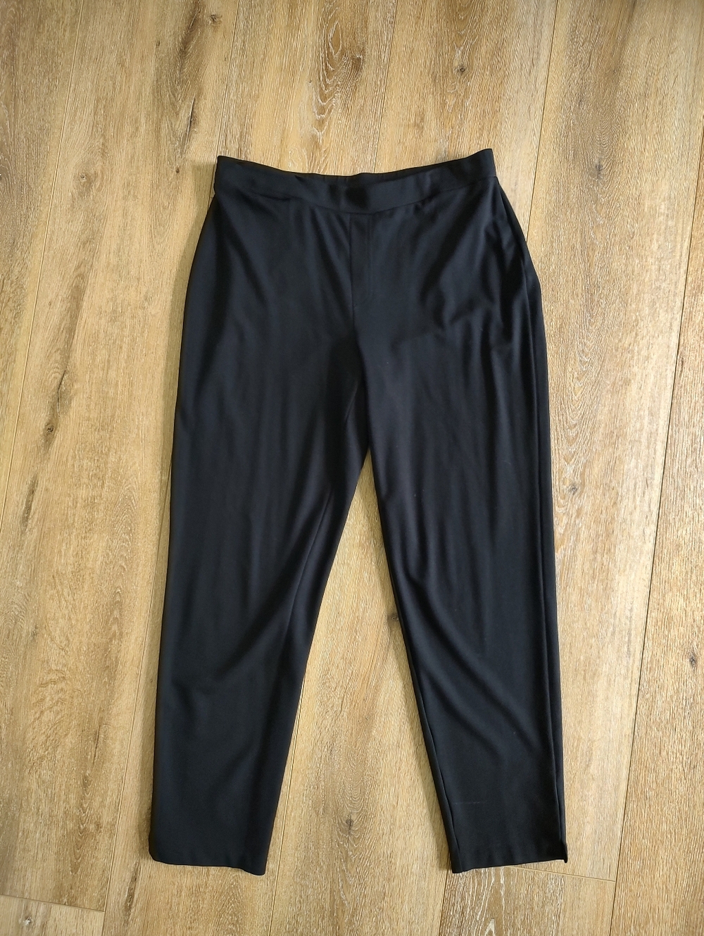 Susan Graver Everyday Stretch Pull On Black Pants Faux Fly M